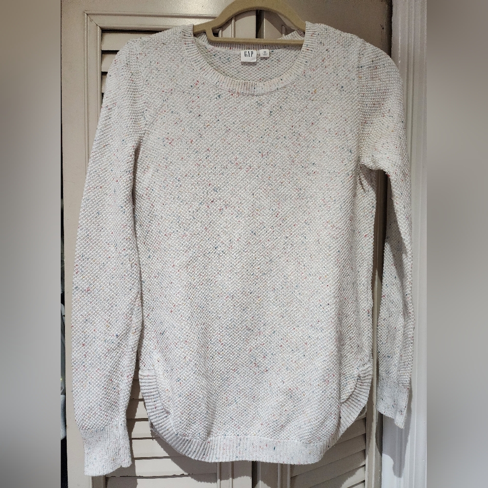 GAP Women's Cream Speckled Crew Neck Sweater